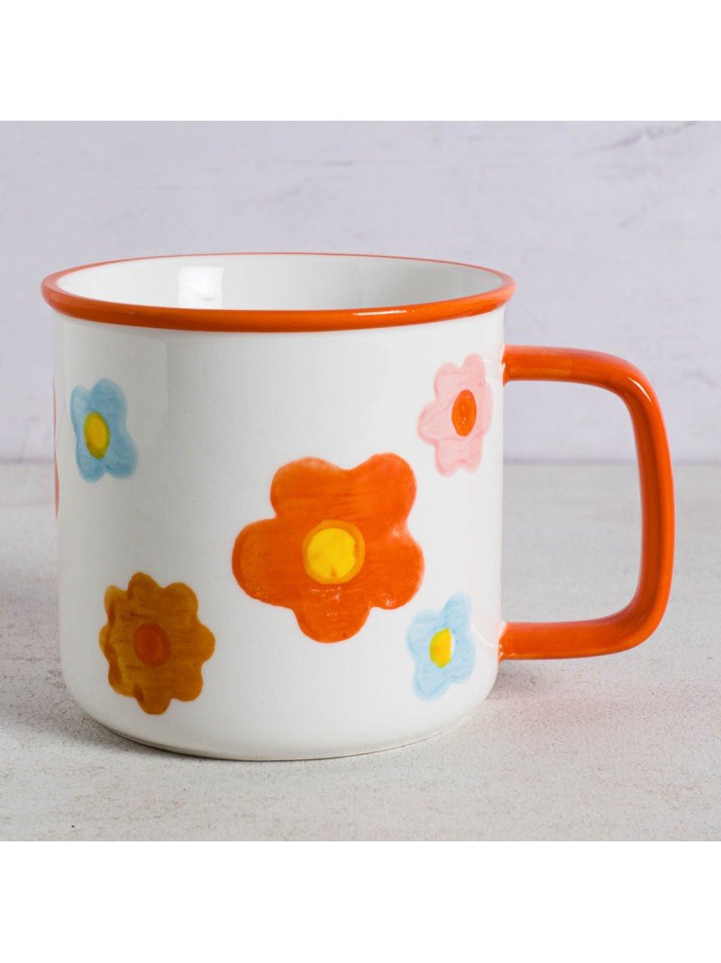 TAZA NARANJA FLORES